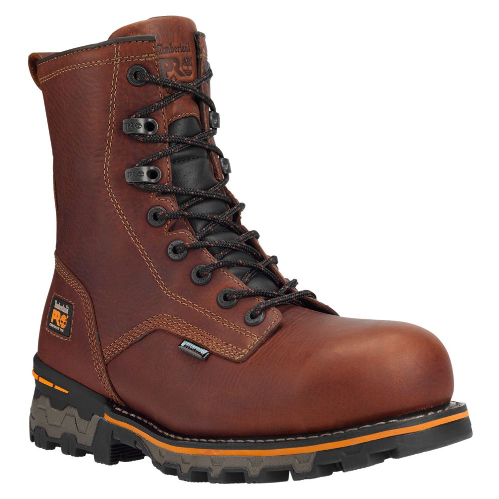 Timberland Mens Work Boots PRO® Boondock 8\" Comp Toe - Brown - India UY8641390